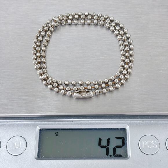 Stainless Steel Bead Chain Necklace | Unisex Minimalist Jewelry | 17.5” - Picture 4 of 4